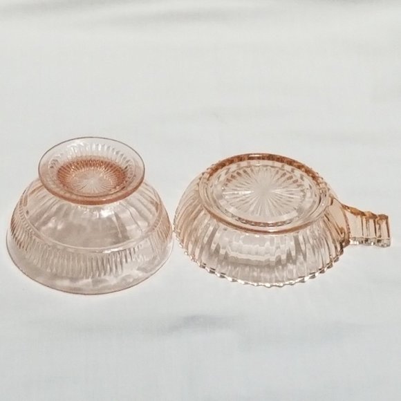 Pink Sherbet Depression Glass & Mint Dish with Handle by Anchor Hocking - Picture 6 of 6